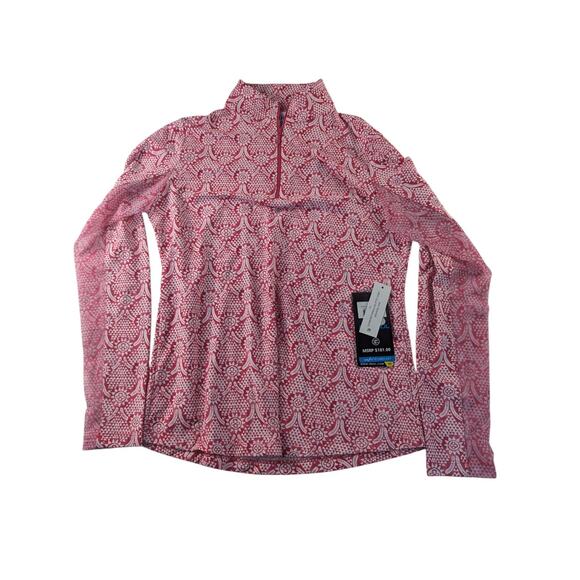 IBKUL Shirt Womens XS Mock Neck 1/4 Zip Leslie Watermelon Golf MSRP $101 NEW - Picture 1 of 5